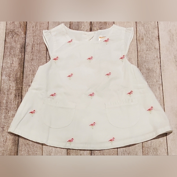 Gymboree Embroidered Flamingo Top Girls Size 18-24M NWT - Picture 1 of 5
